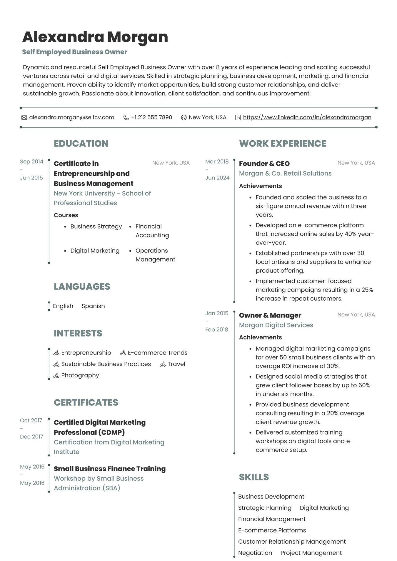 Self Employed Business Owner