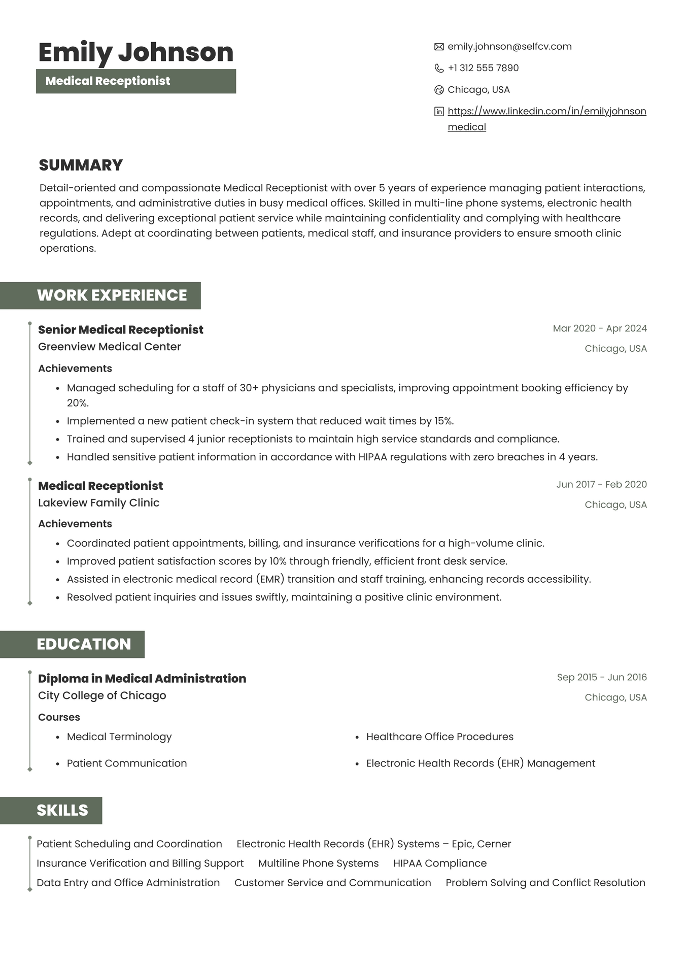 Medical Receptionist