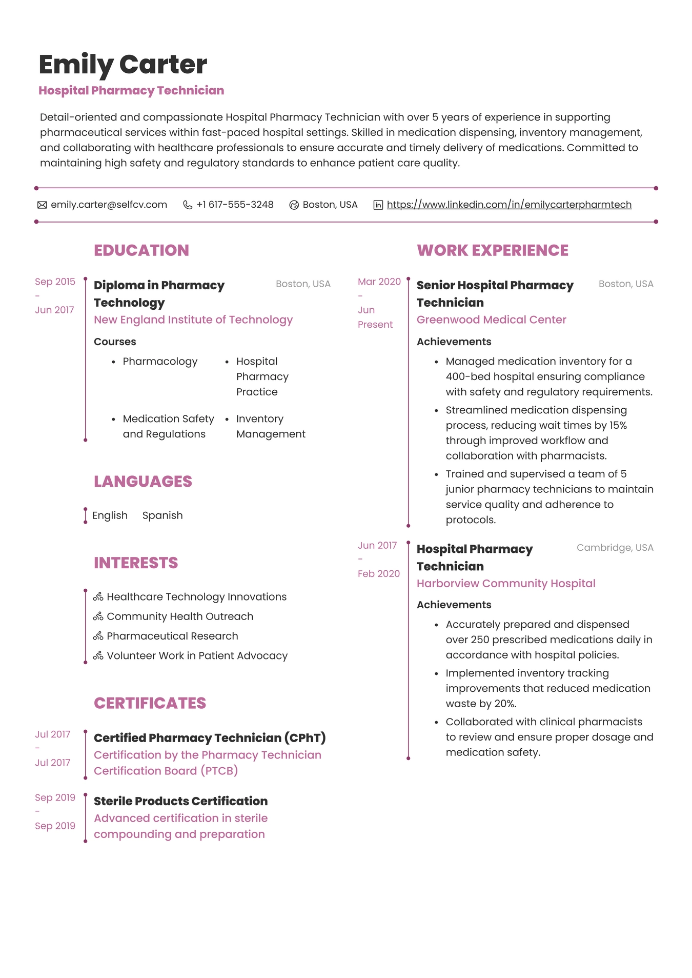 Hospital Pharmacy Technician