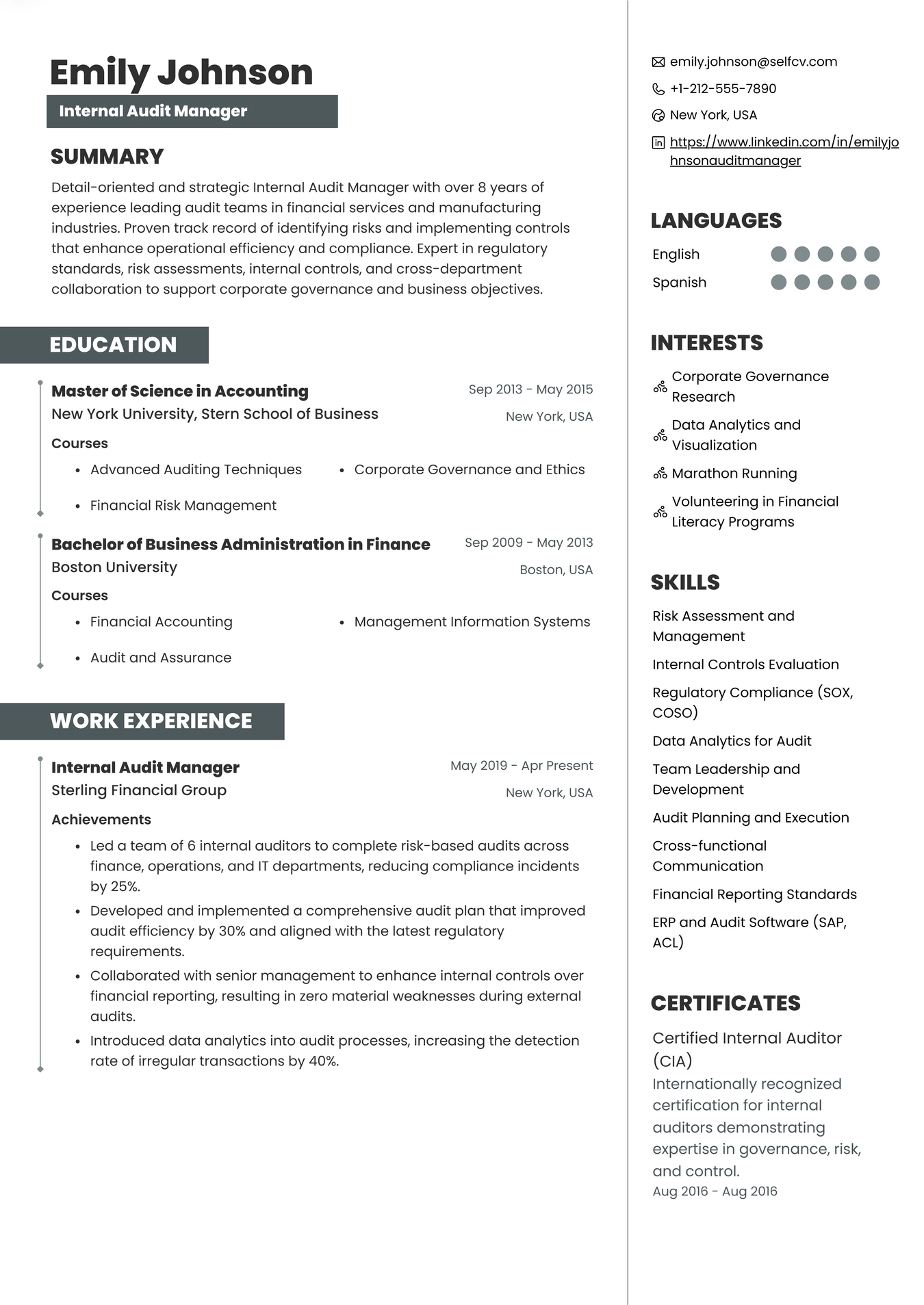 Internal Audit Manager