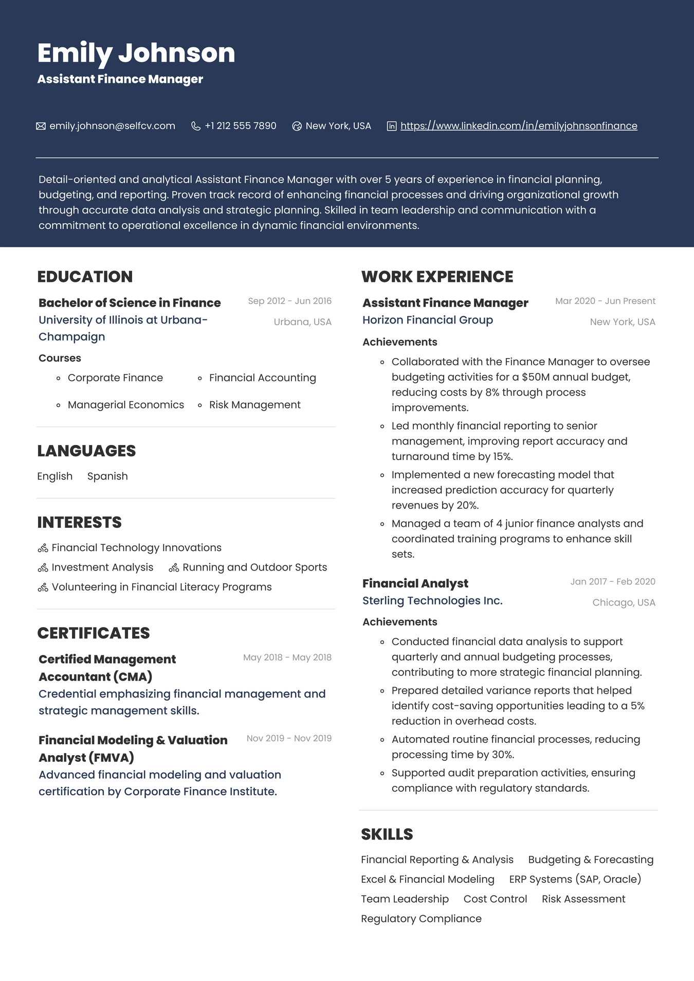 Assistant Finance Manager