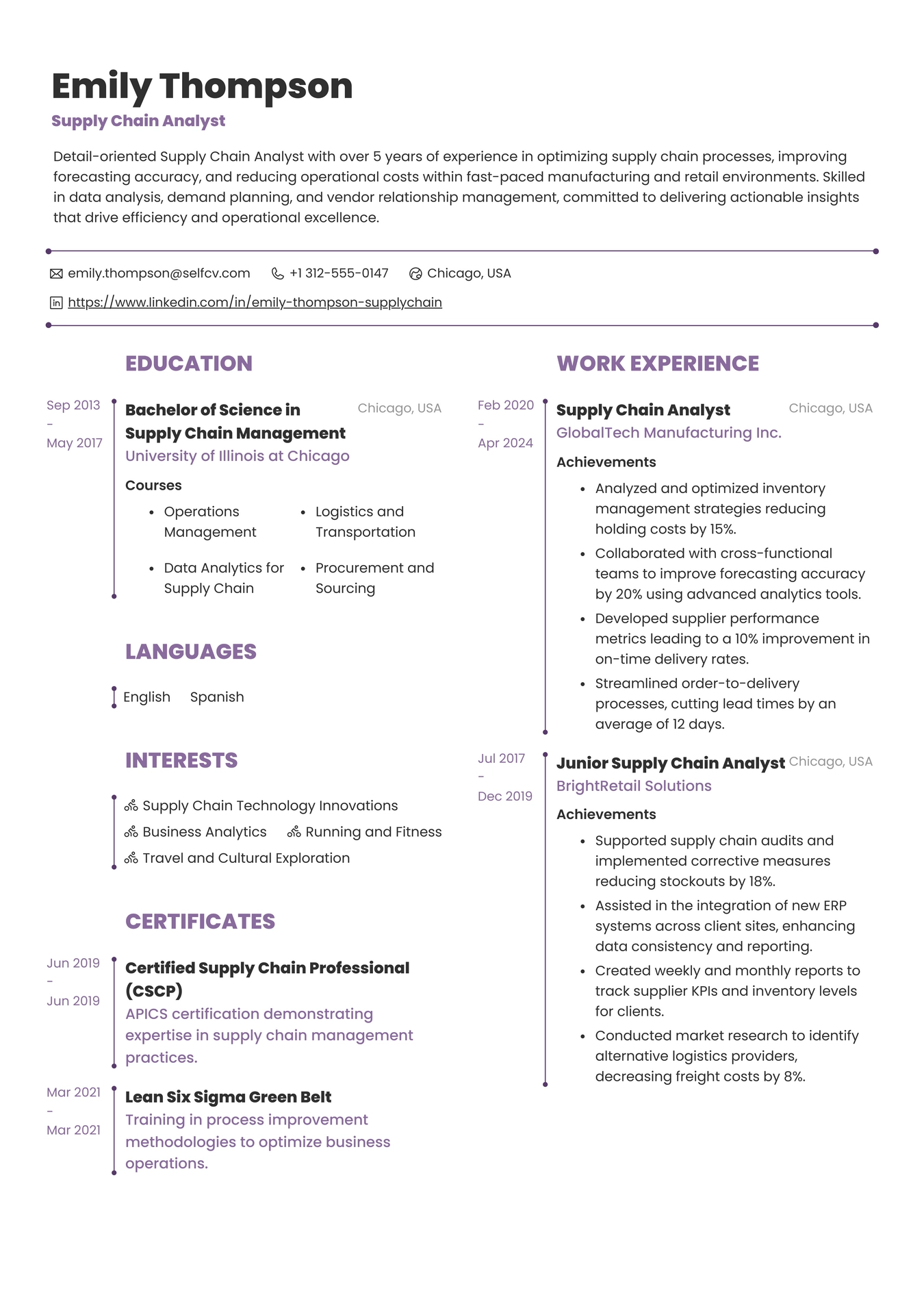 Supply Chain Analyst