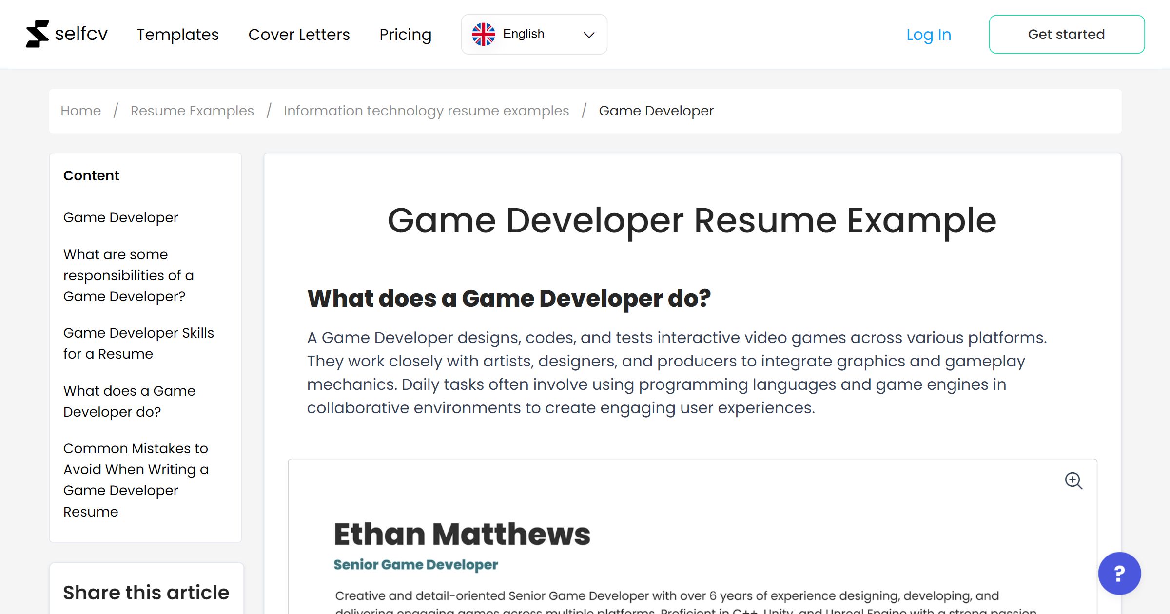 Game Developer Example Game Developer Resume Example