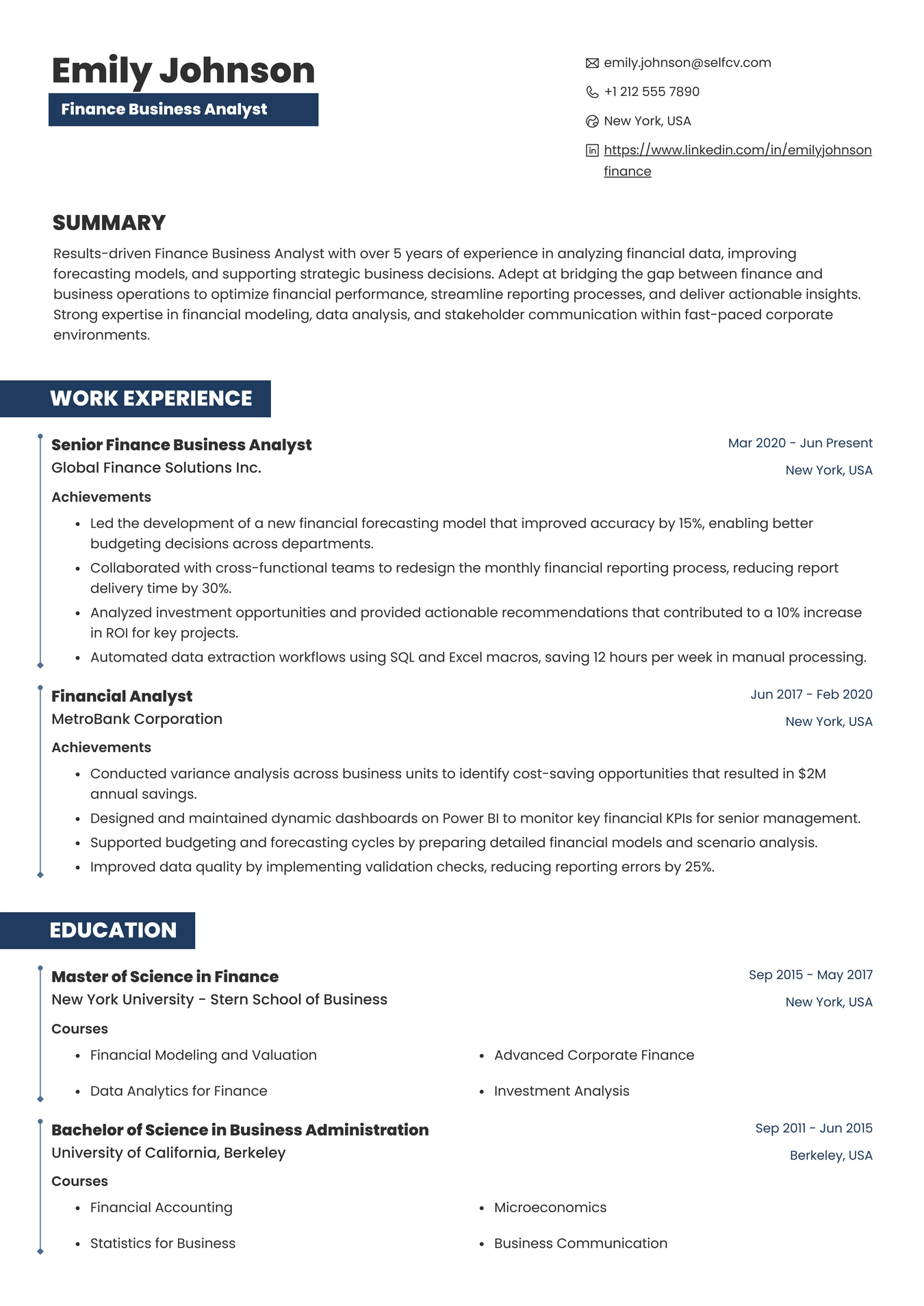 Finance Business Analyst