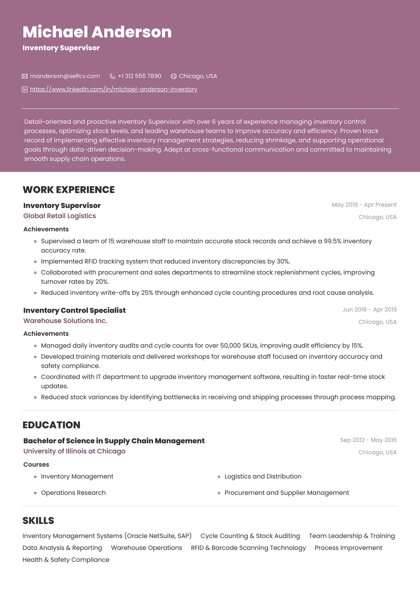 Inventory Supervisor