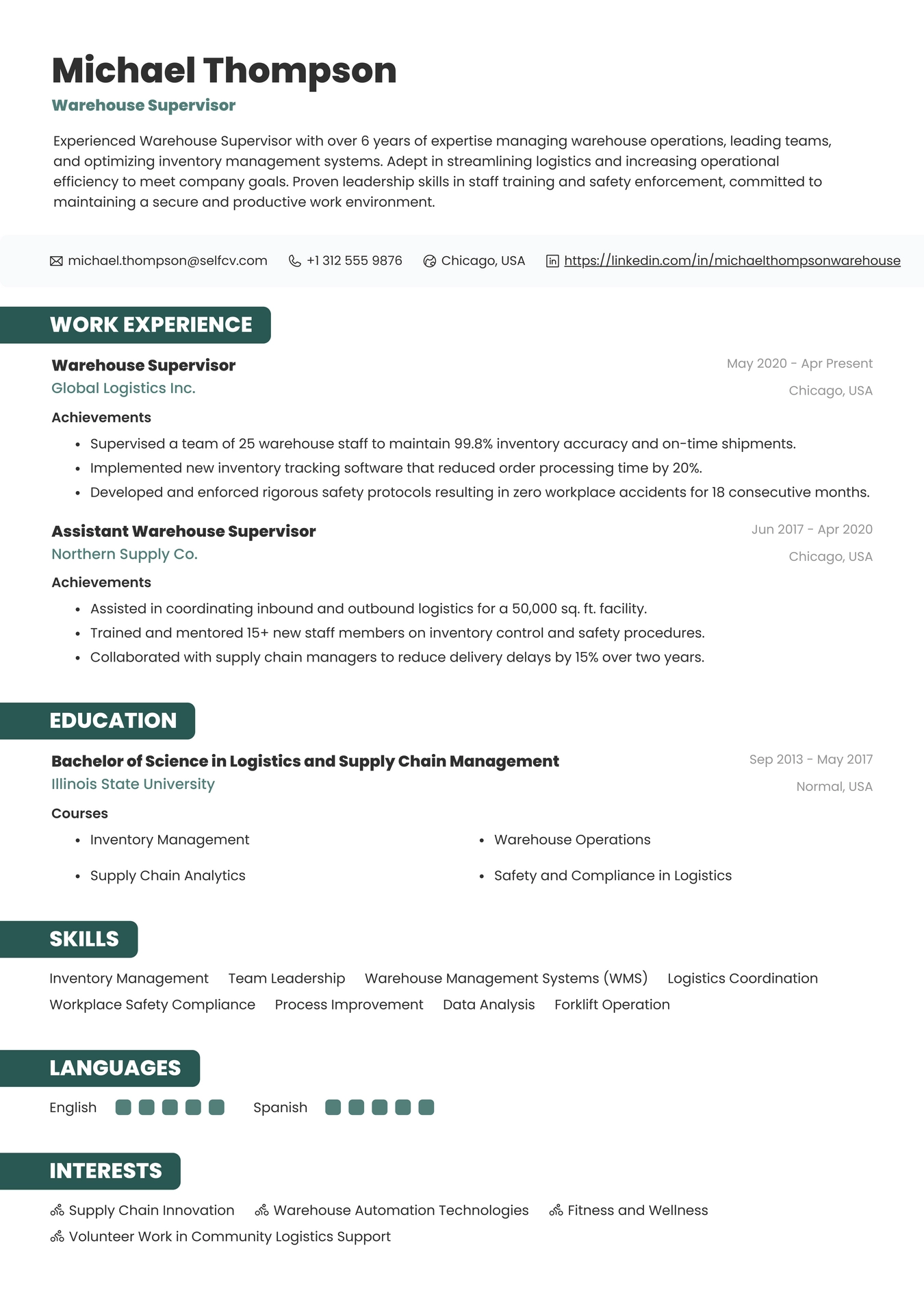 Warehouse Supervisor