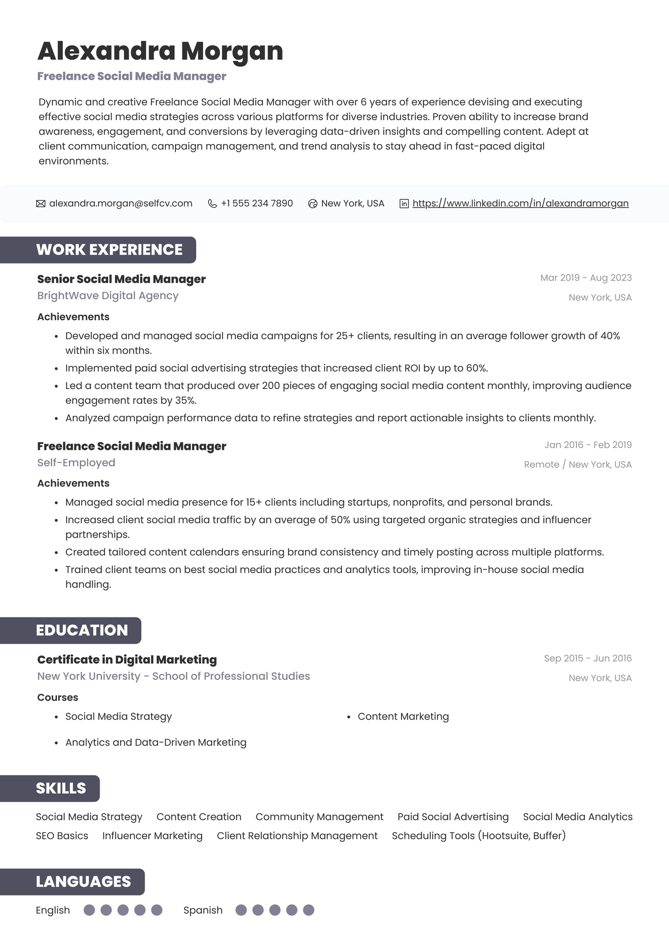 Freelance Social Media Manager