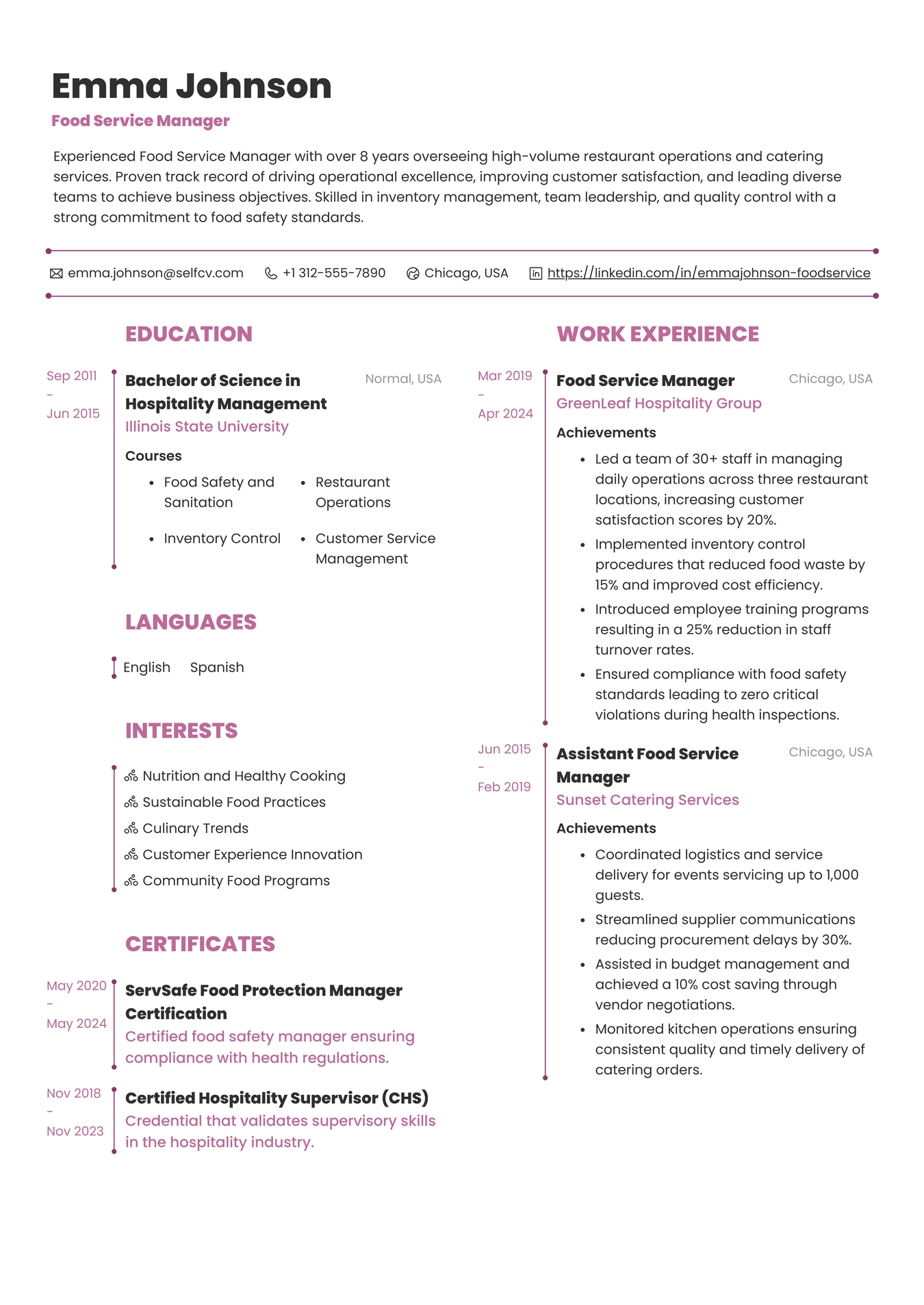 Food Service Manager