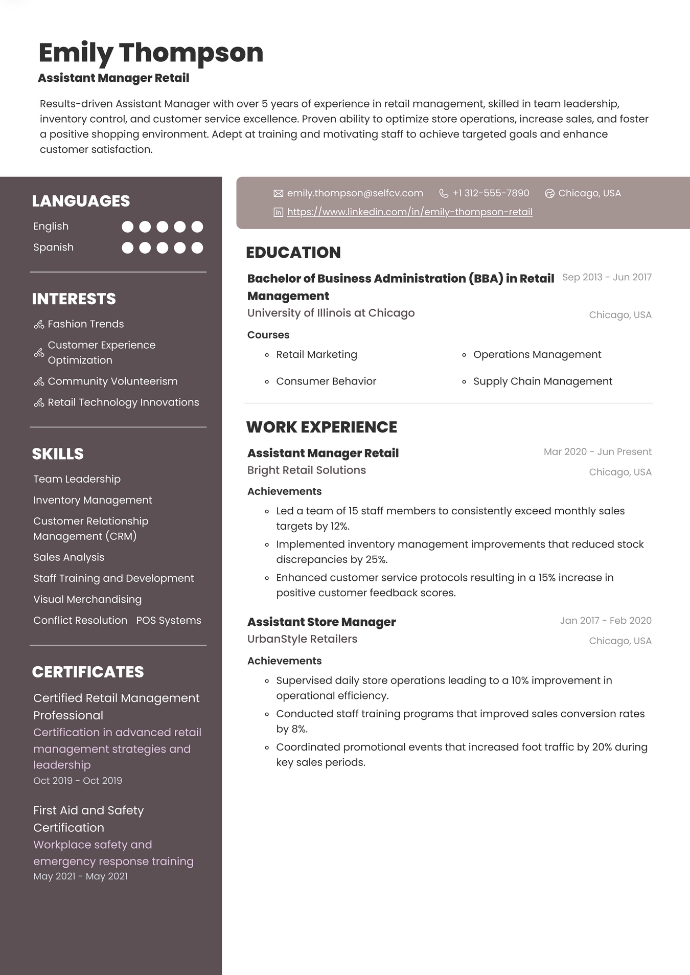 Assistant Manager Retail