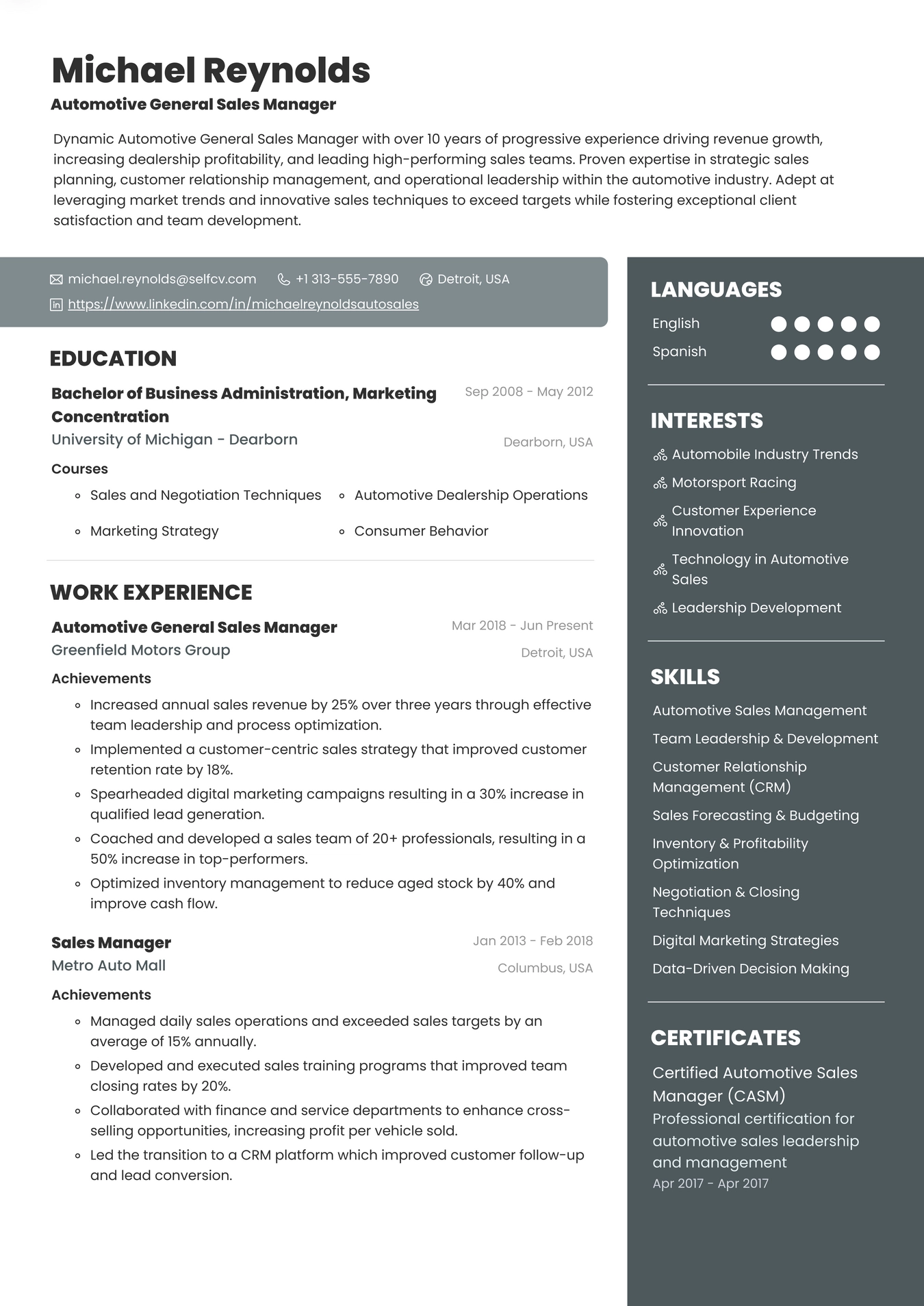 Automotive General Sales Manager