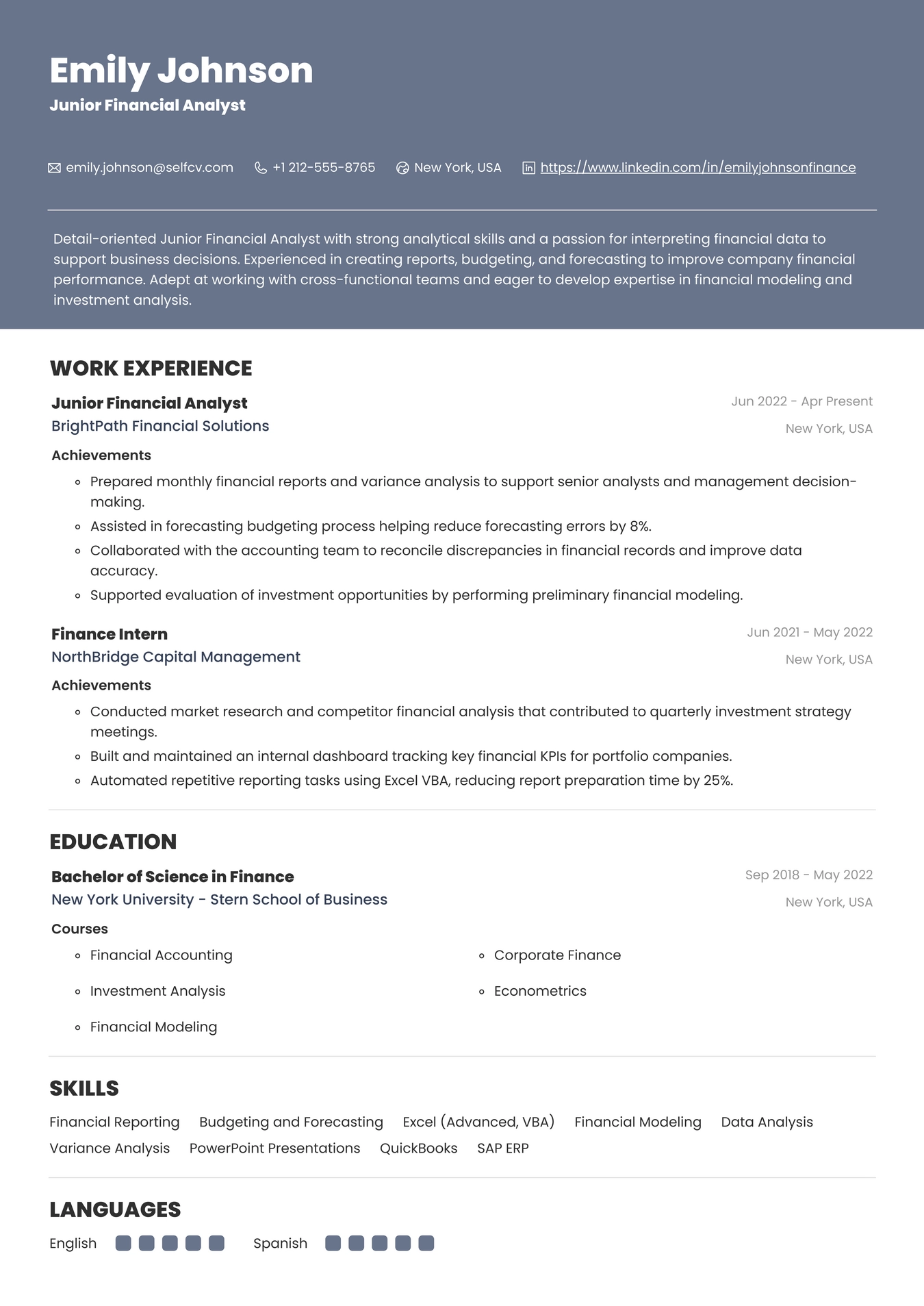 Junior Financial Analyst