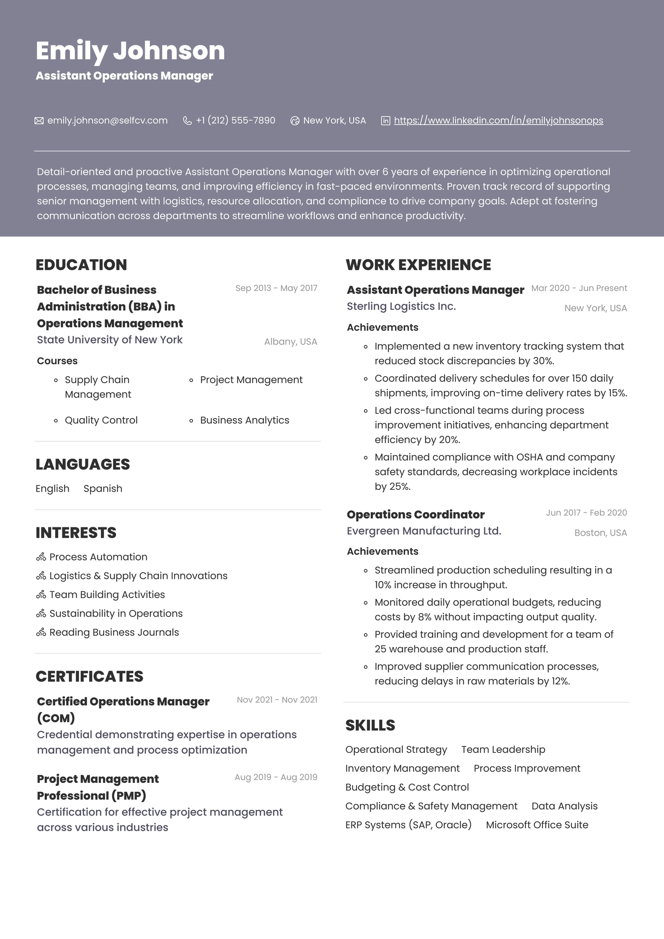 Assistant Operations Manager