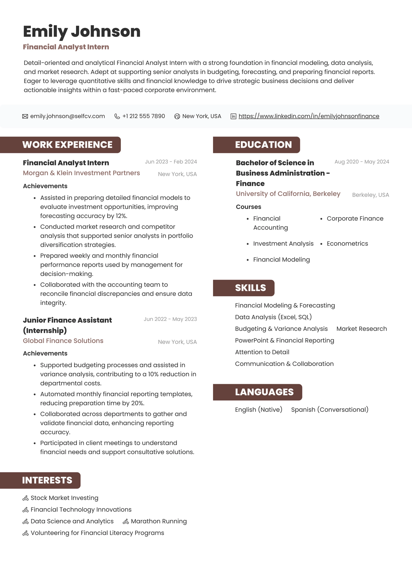 Financial Analyst Intern