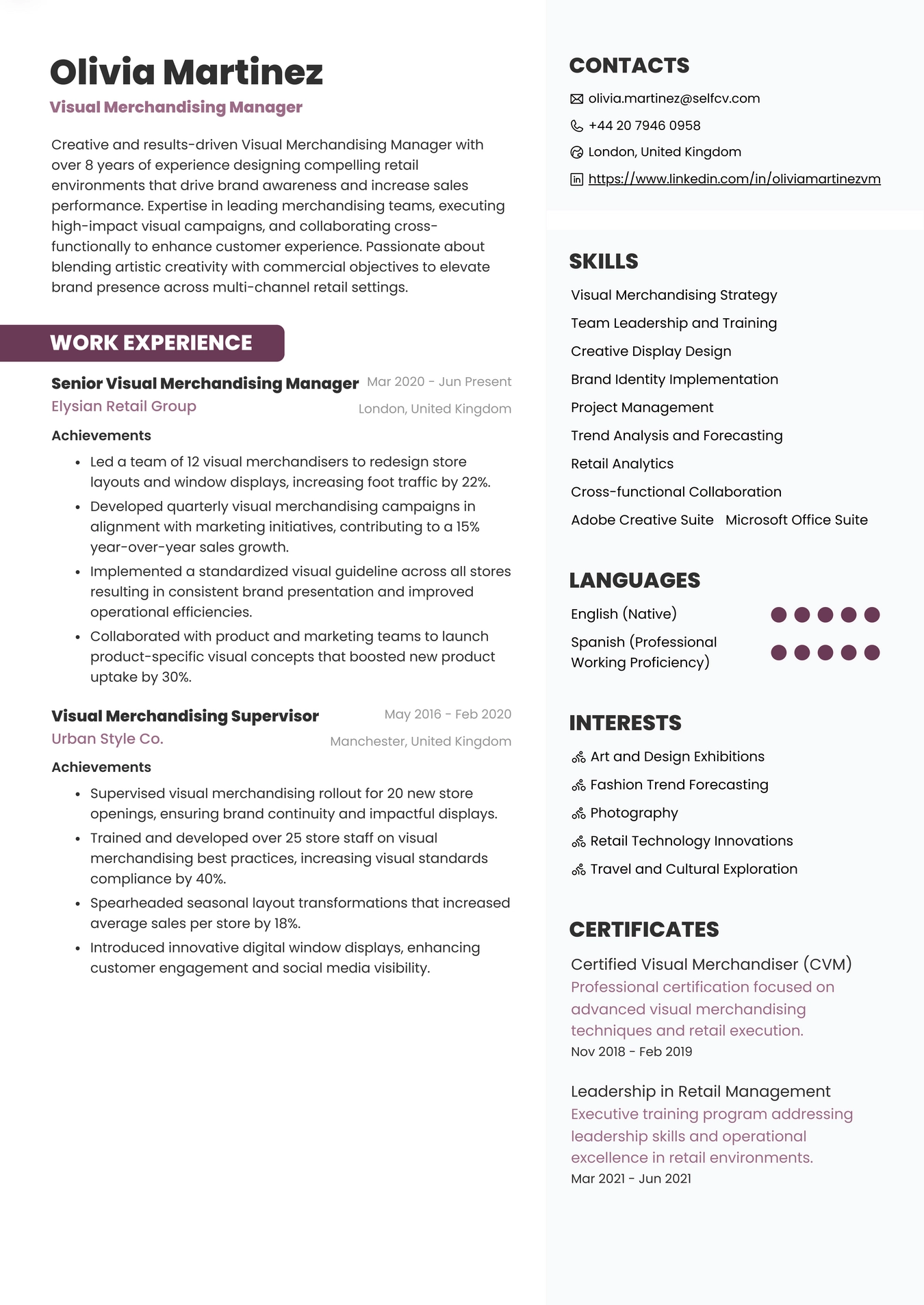 Visual Merchandising Manager