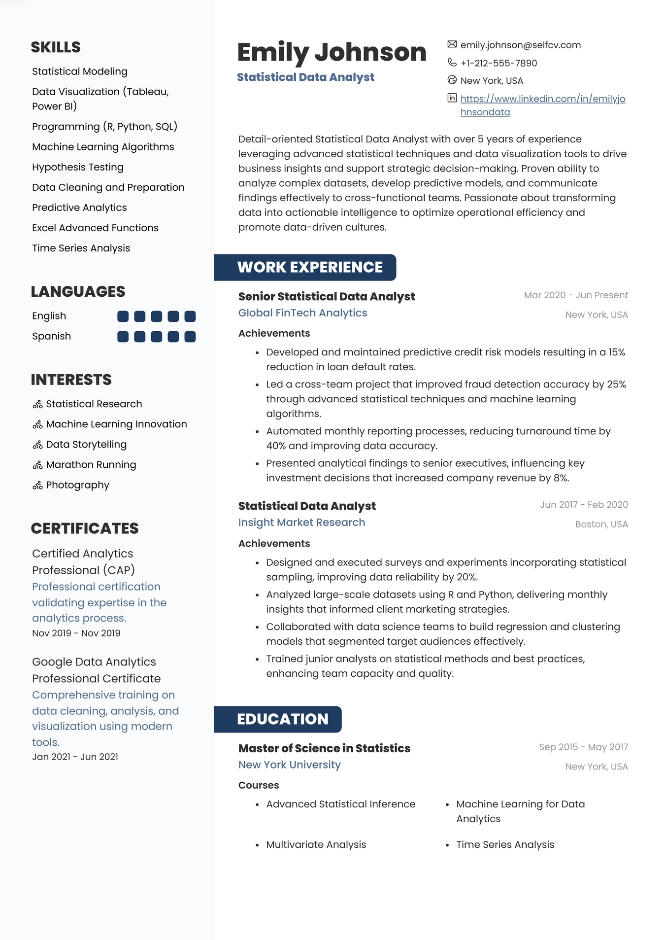 Statistical Data Analyst