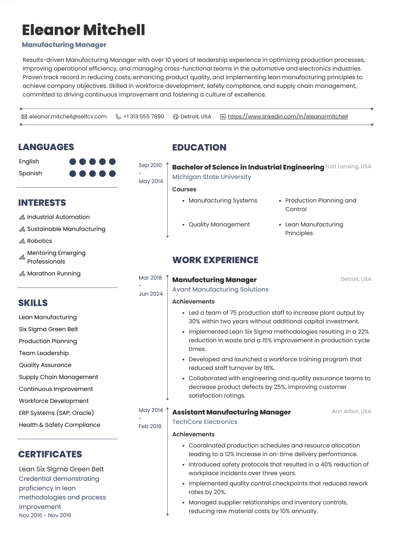 Manufacturing Manager