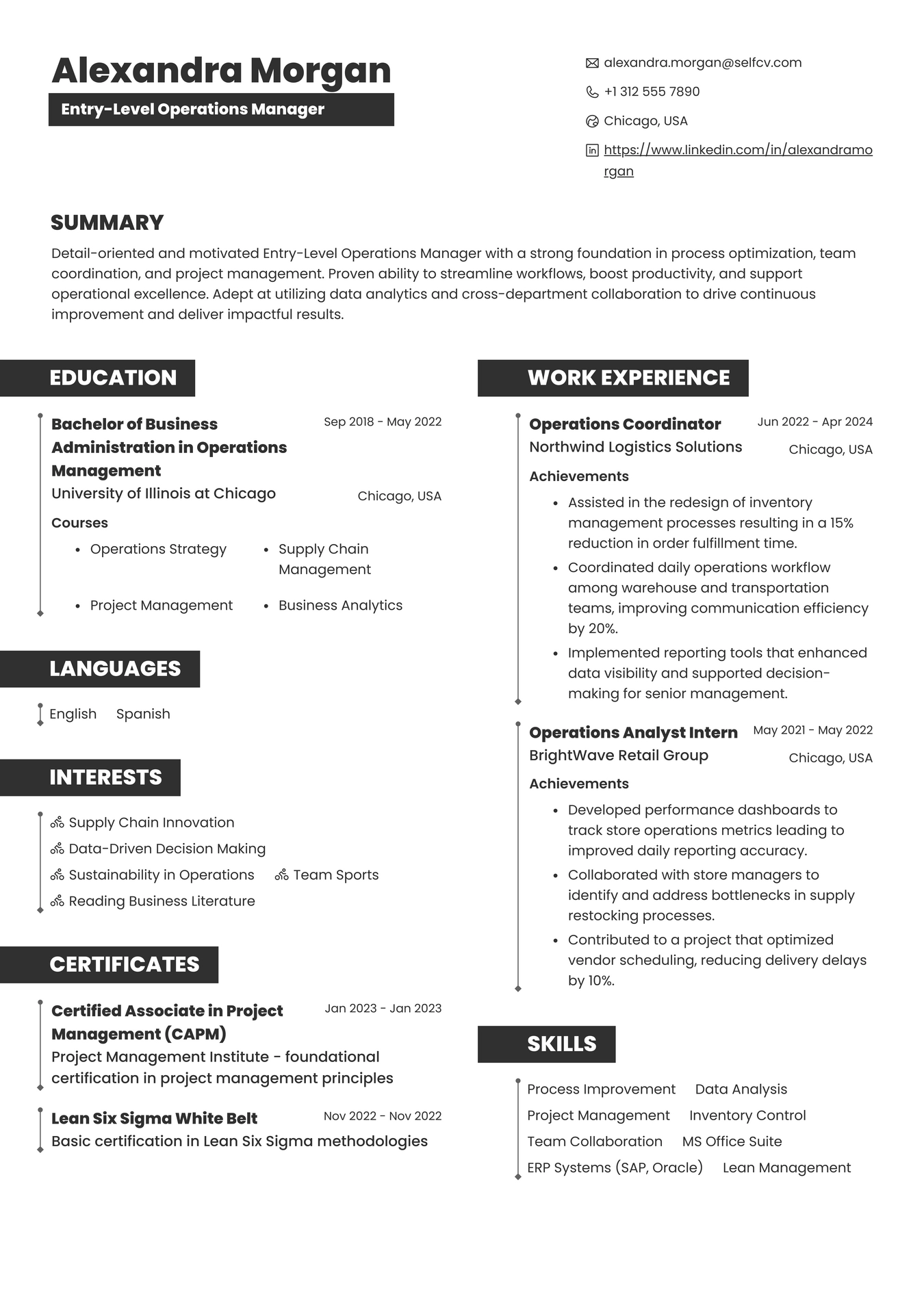 Entry-Level Operations Manager