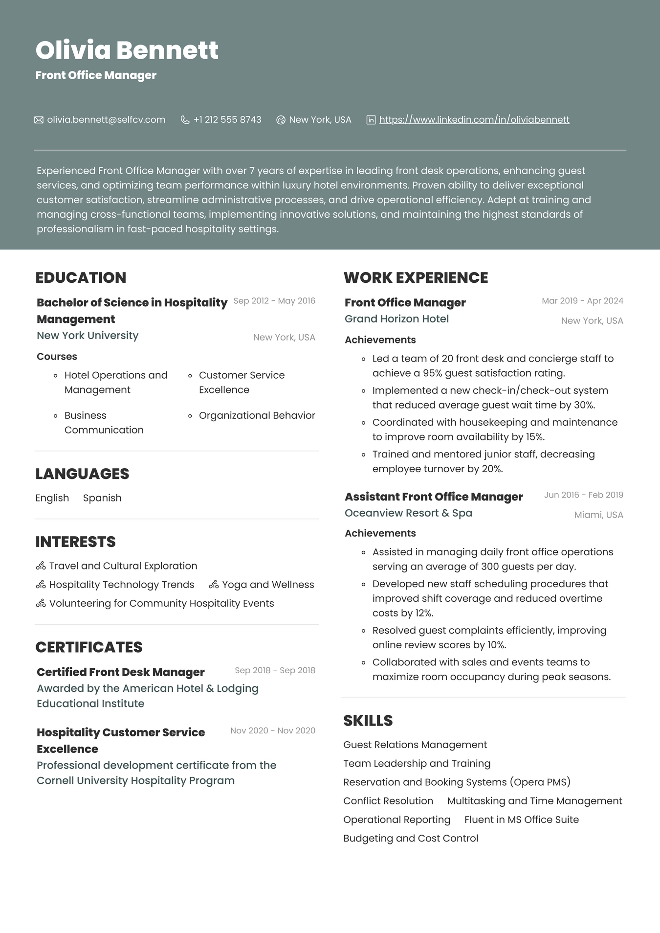 Front Office Manager