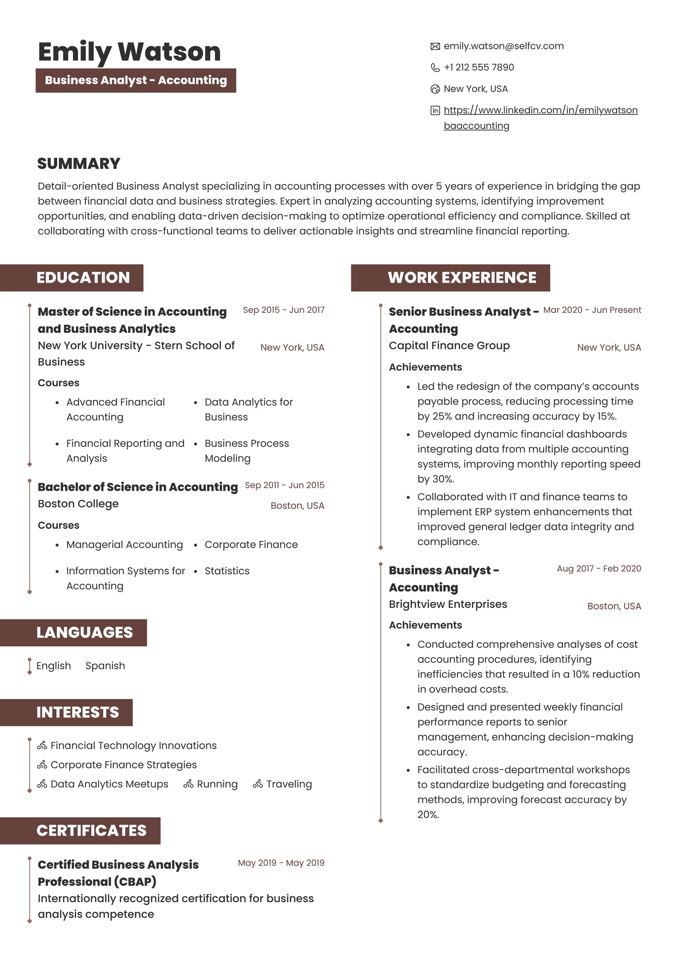 Business Analyst Accounting