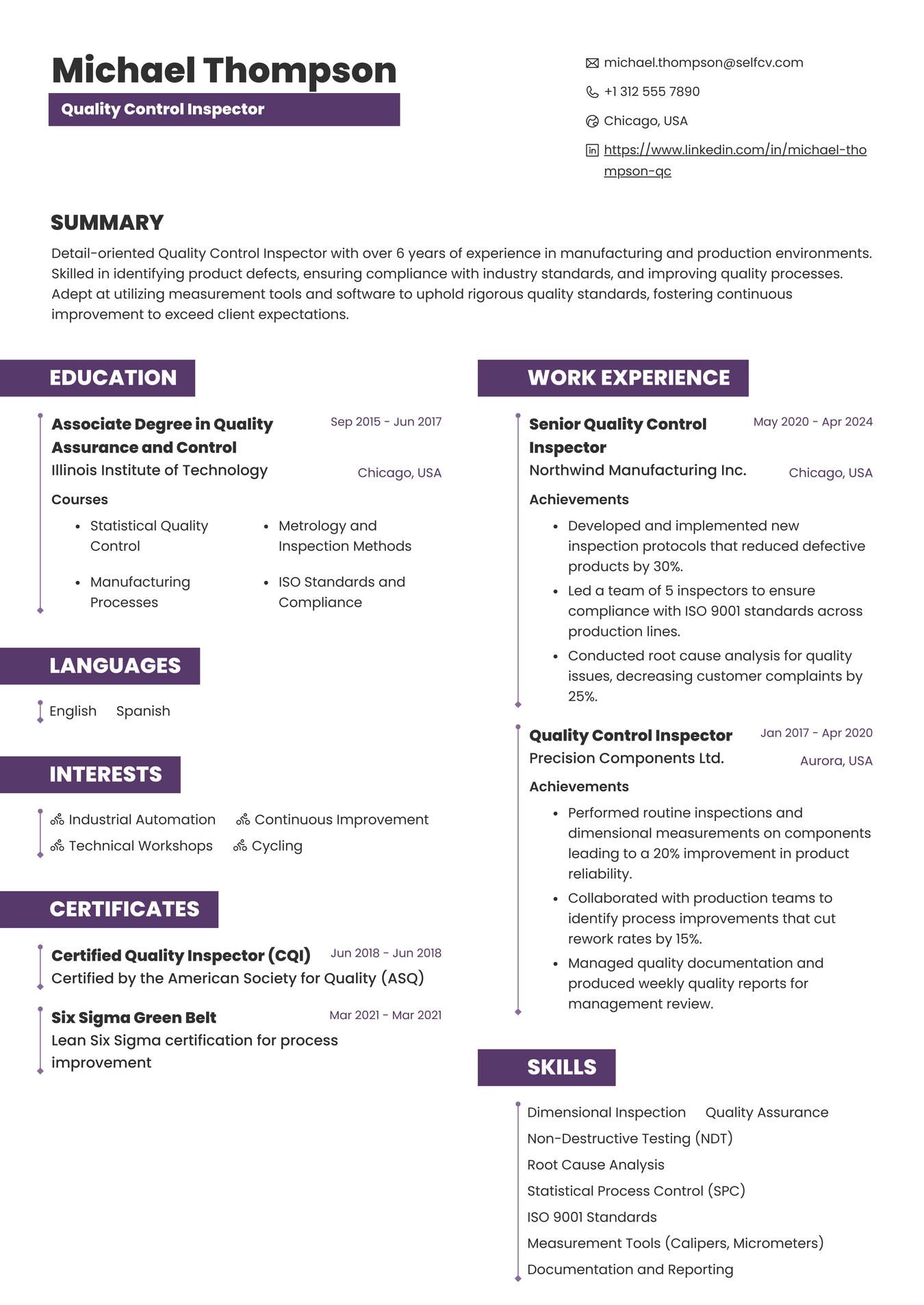 Quality Control Inspector