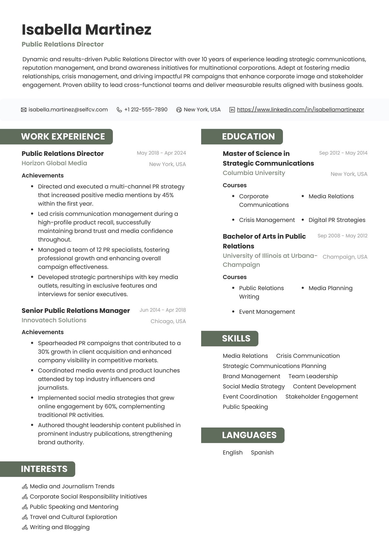 Public Relations Director