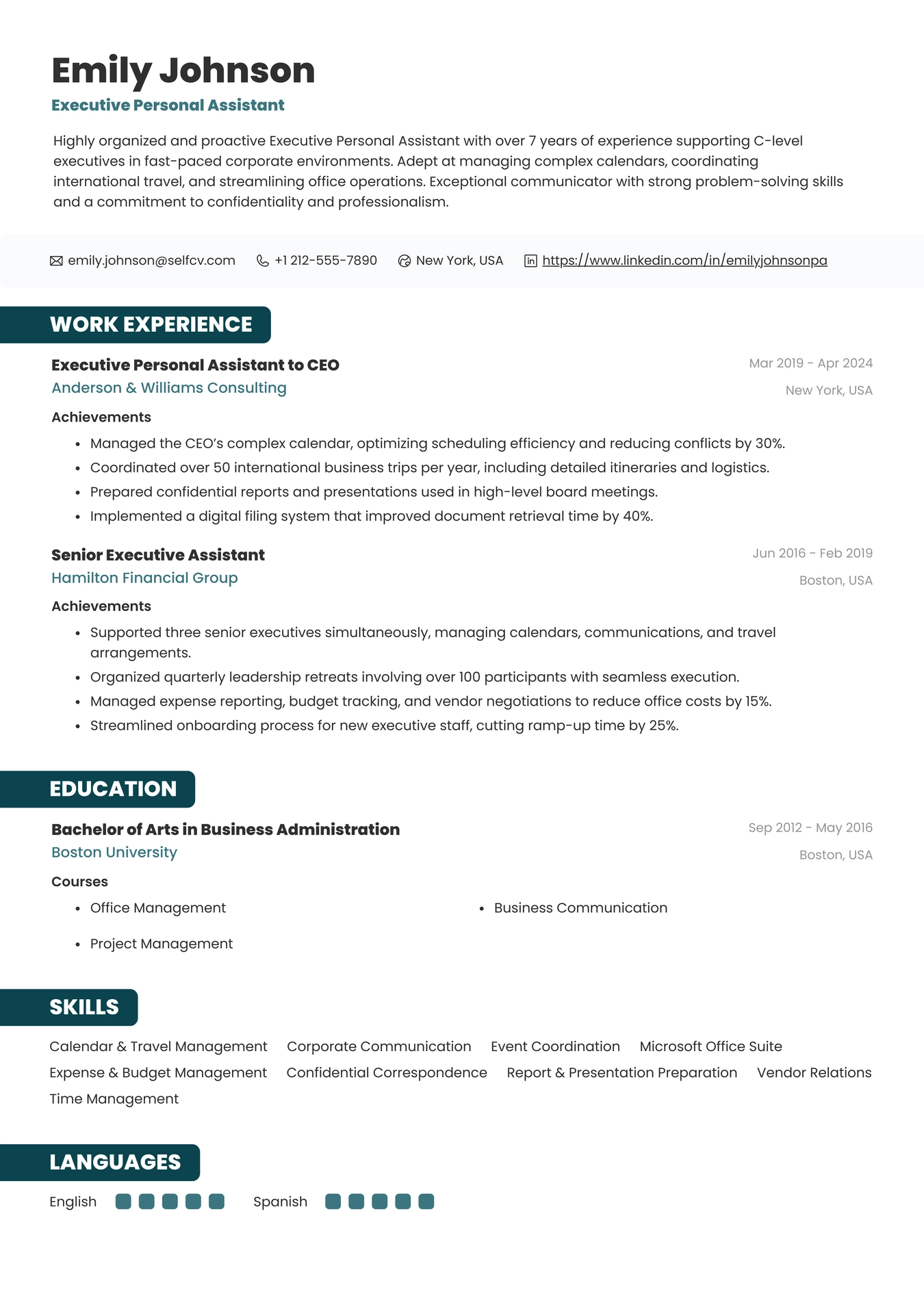 Executive Personal Assistant