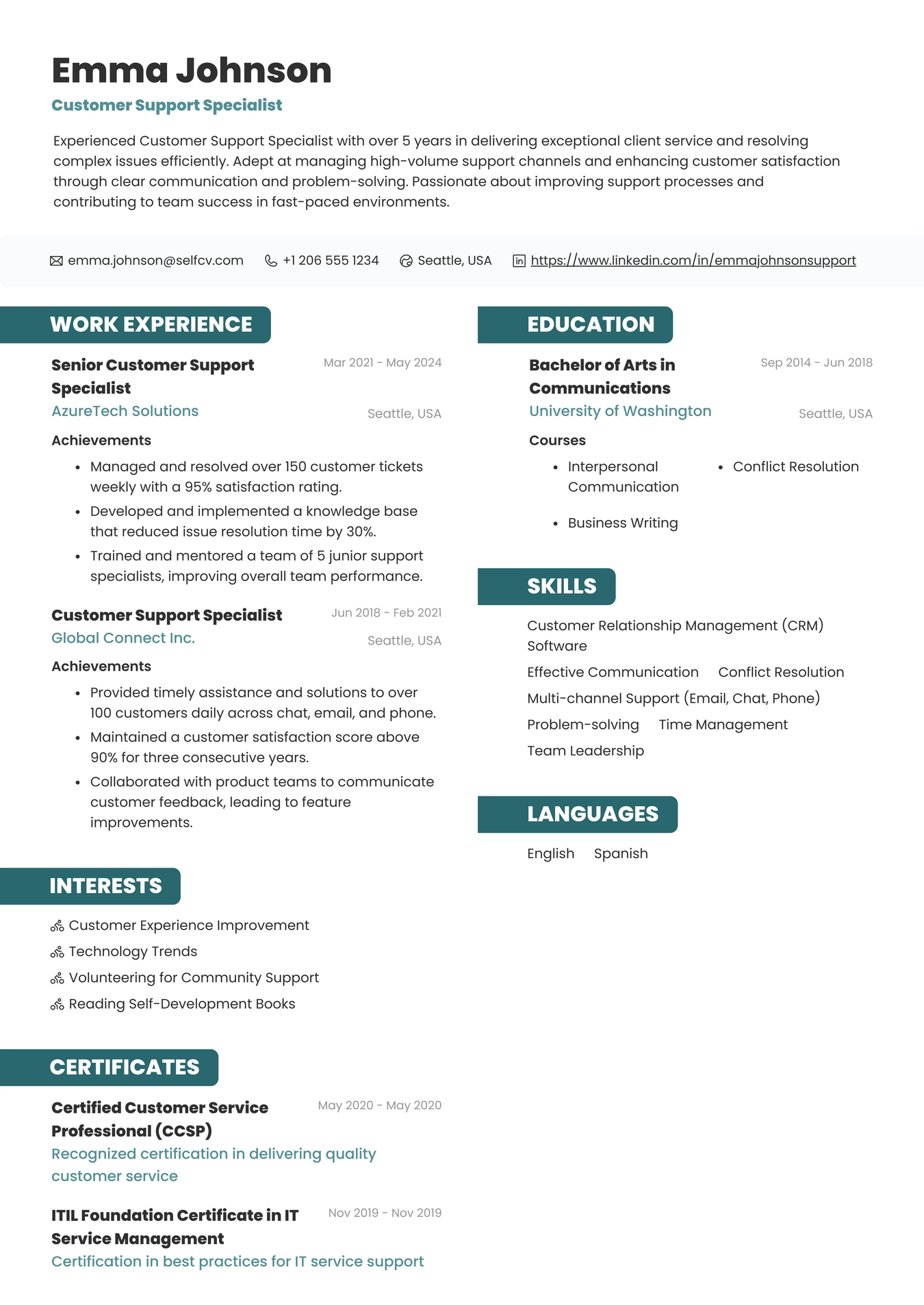 Customer Support Specialist